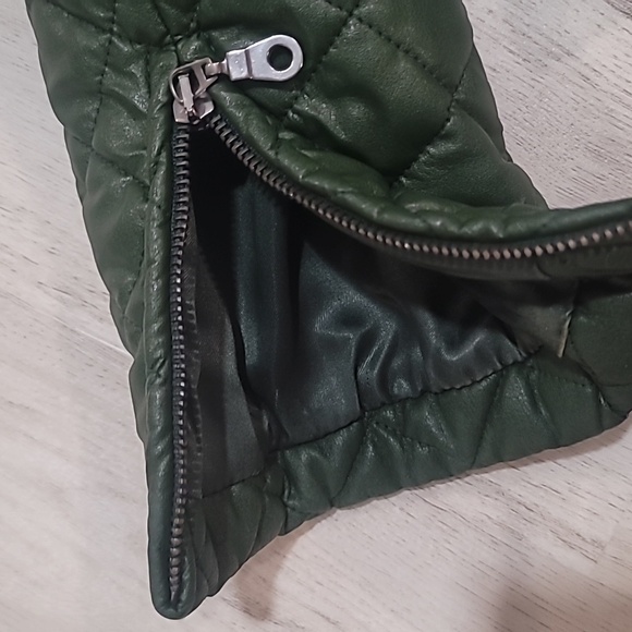 🇧🇫🇧🇬Benetton Quilted 2 Way Zipper Jacket Forest Green Womens XS - Picture 5 of 12